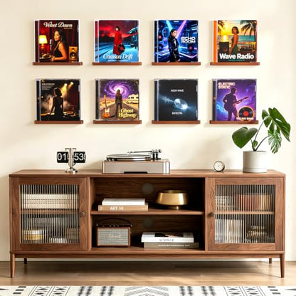 Vinyl Record Wall Mount Shelves - 12.6 Inch Pine Display Shelves for Records & Decor