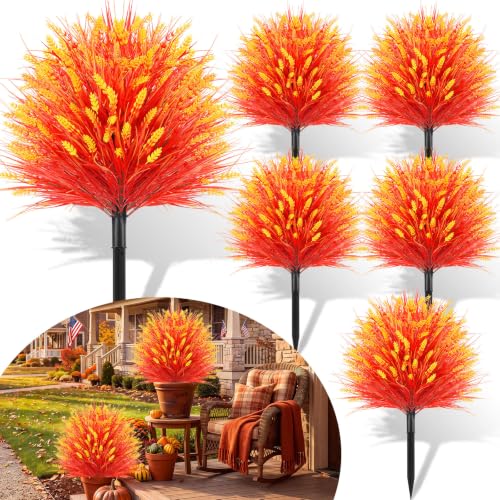Artificial Fall Lavender Topiary Balls Set of 6 Outdoor Garden Decor - Autumn