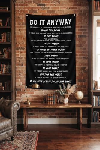 Motivational Wall Art Tapestry 3x5 Ft - Inspirational Quotes Banner for Home Office Gym