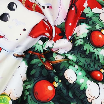 Christmas Tree Skirt Santa Claus Snowman Prints 28 Inch Red Festive Decor