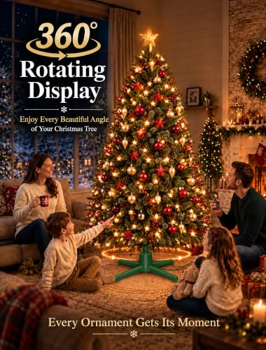 Rotating Christmas Tree Stand for 9 ft Artificial Trees - 360° Silent Spin