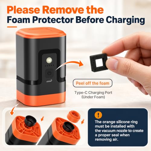 Travel Vacuum Bags with Rechargeable Pump - Orange, 15 Pack