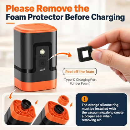 Travel Vacuum Bags with Rechargeable Pump - Orange, 15 Pack