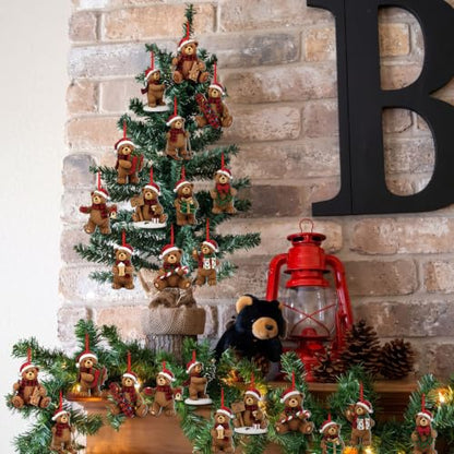 Syhood 24 Pcs Bear Christmas Tree Ornaments Decorations - Brown Bear Variant