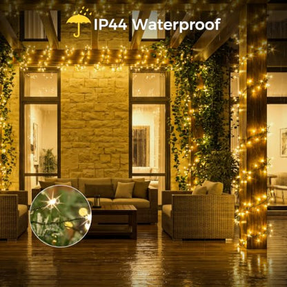 Warm White 2-Pack 20ft 200LED Christmas Fairy String Lights with 8 Modes