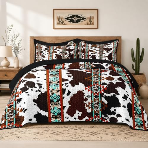 King Western Aztec Quilt Set 7 Pieces Bedspread Bedding