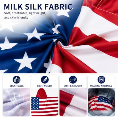 American Flag Hooded Cape Wearable Beach Towel Patriotic Cover Up for Outdoor Events - Variation A