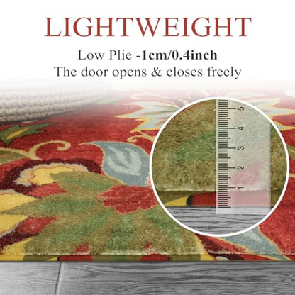Coral Paisley 4x6 Washable Area Rug - Non-Slip Red Fall Carpet for Living Room