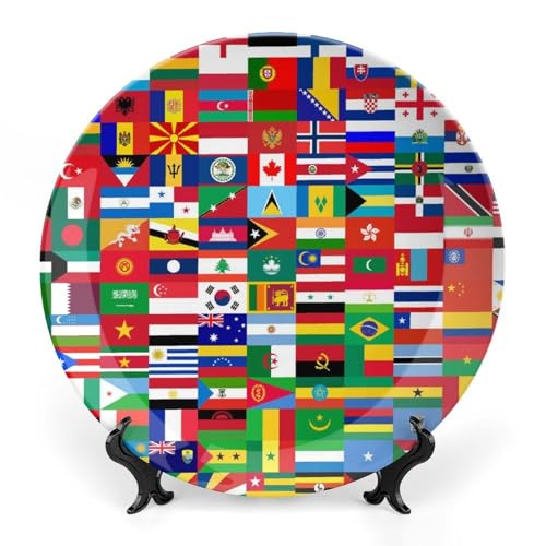 10-Inch World Country Flag Ceramic Decorative Plate for Home Display