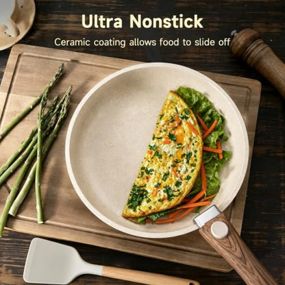 Cream White 21-Piece Ceramic Nonstick Cookware Set with Removable Handles