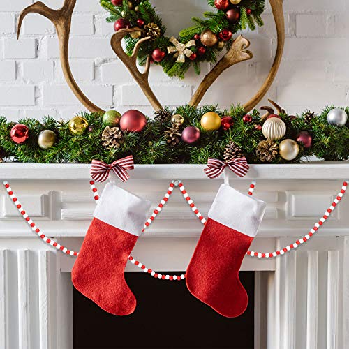 Christmas Wood Bead Garland 16 Feet Candy Cane Red & White Decoration