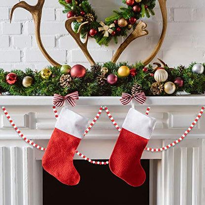 Christmas Wood Bead Garland 16 Feet Candy Cane Red & White Decoration