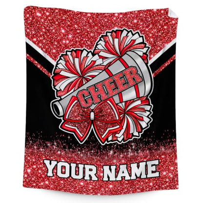 Red Personalized Cheerleading Blanket - Custom Teen Girl Gift