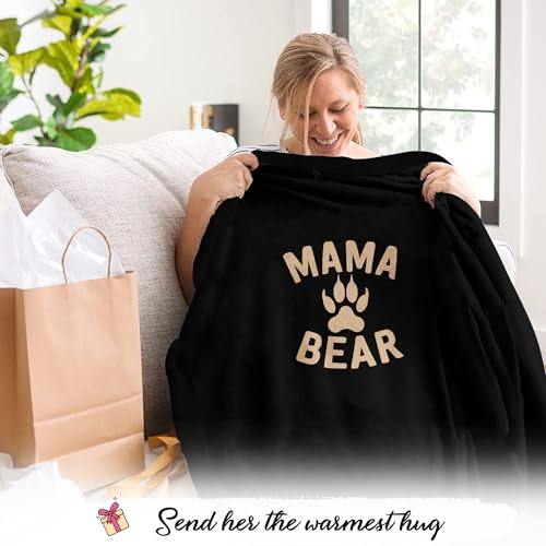 Black Mama Bear Wearable Blanket - Cozy Throw for Women, Birthday Gift