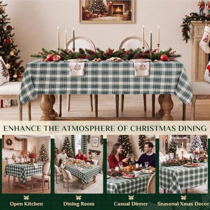 Christmas Plaid Tablecloth Rectangle Green White 60x84 with Variation - Softalker