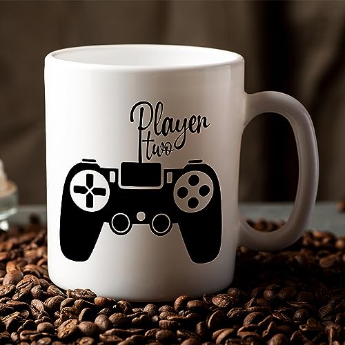 Fatbaby Player One Player Two Gamer Couples Mug Set Gift for Boyfriend Girlfriend – Valentine’s Day, Anniversary, Birthday, Christmas, 11 OZ