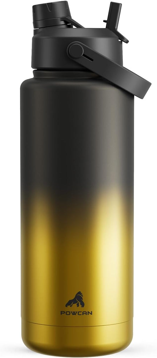 POWCAN 40 oz Insulated Water Bottle - 2-in-1 Straw & Spout Lid, Leak-Proof, BPA-Free, King Color