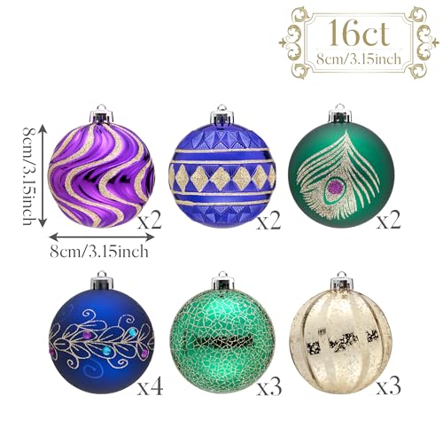Valery Madelyn Christmas Ball Ornaments Set - Peacock Large Variation