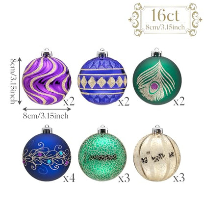 Valery Madelyn Christmas Ball Ornaments Set - Peacock Large Variation