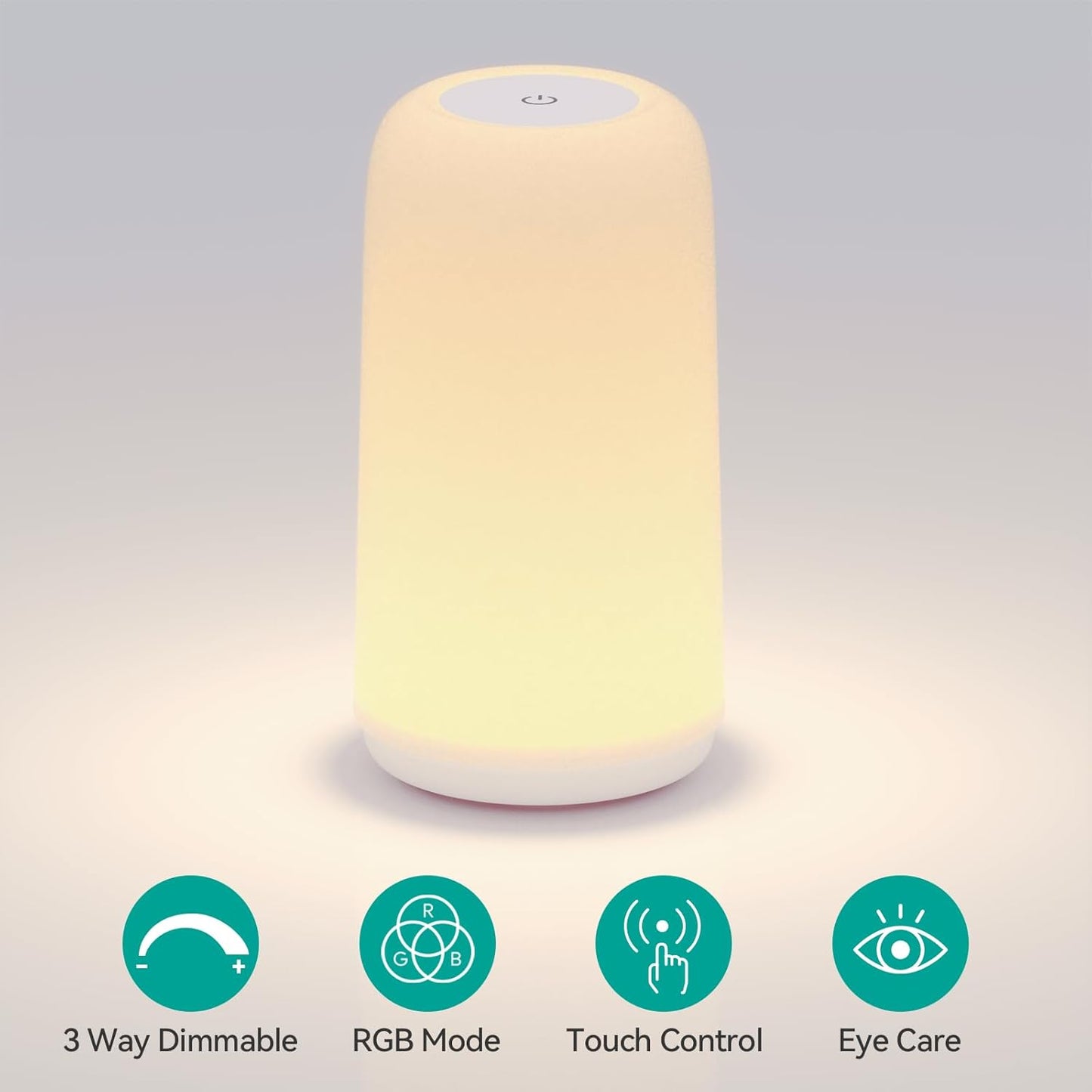 ROOTRO Touch Bedside Table Lamp - Sleek RGB Design | 3-Way Dimmable LED Nightstand Light for Bedroom & Living Room