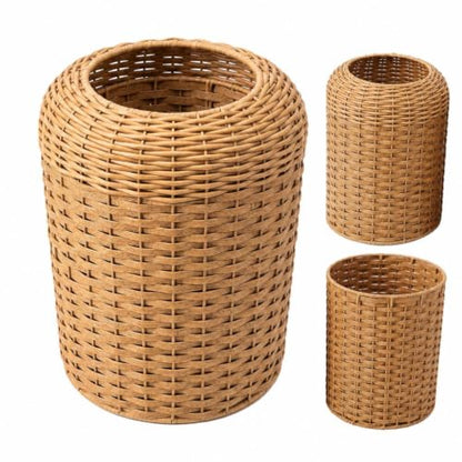 Garvee Wicker Trash Can - Small Bathroom Waste Bin with Double Layer - Brown