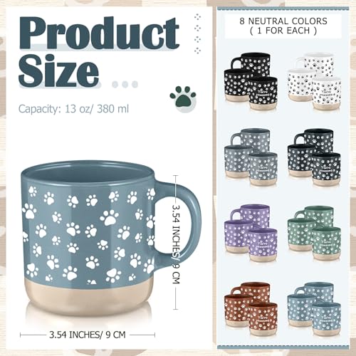 Vet Tech Appreciation Gift Set - 8 Pawsome Ceramic Coffee Mugs, Morandi Colors