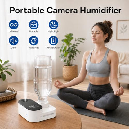 Travel Portable Mini Cool Mist Humidifier USB Rechargeable White - Gmuray