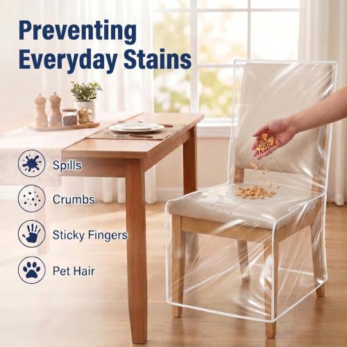 4 Pack Clear Plastic Dining Chair Covers - 6 Mil Thick Seat Protectors (Variation 4)