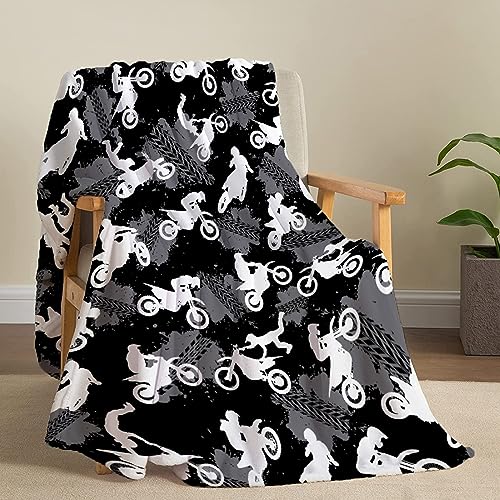 Motorcycle Dirt Bike Blanket for Kids and Boys - 80x60 Inches Gift