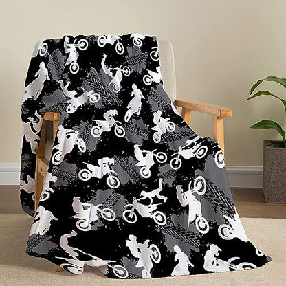 Motorcycle Dirt Bike Blanket for Kids and Boys - 80x60 Inches Gift