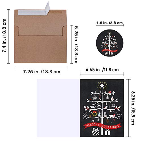 120 Pcs Christmas Greeting Cards with Envelopes & Stickers Bulk Holiday Set