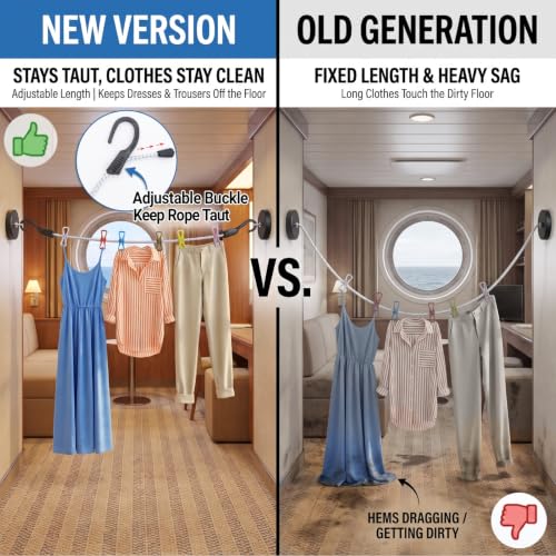 Magnetic Clothesline for Cruise Ships Adjustable Length Portable Laundry Line