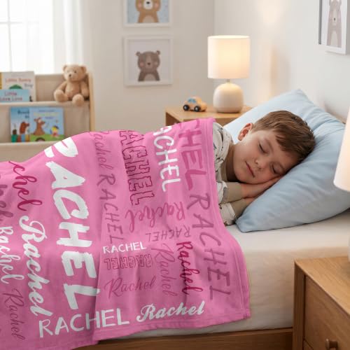 Personalized Blanket with Name - Dark Pink Fleece Throw for Kids & Adults