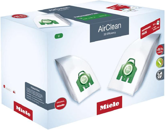 Miele Original Performance Pack - AirClean 3D U Vacuum Cleaner Bags & HEPA Filter | 16 Bags Included