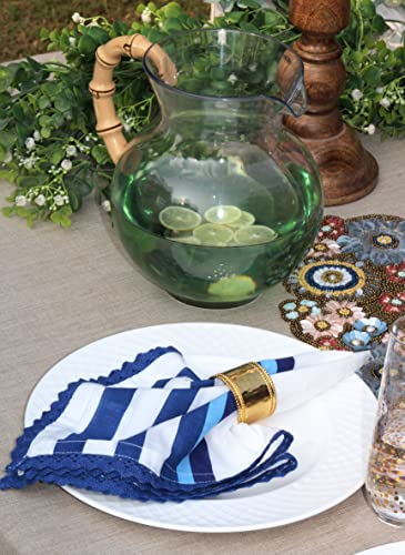 Blue Lace Cloth Napkins Set of 12 - 18x18 Inch Cotton Dinner Napkins