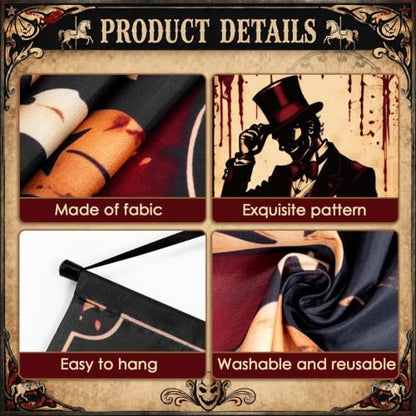 Halloween Clown Banner Set - 5pcs Gothic Circus Wall Decorations, Spooky Party Decor