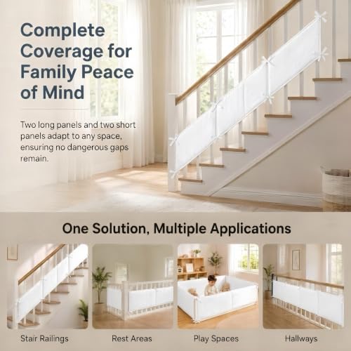 White 4-Pack Mesh Crib Rail Cover Sets for Baby Safety & Teething Guard