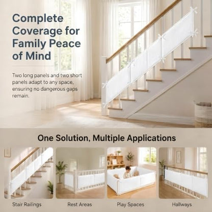White 4-Pack Mesh Crib Rail Cover Sets for Baby Safety & Teething Guard