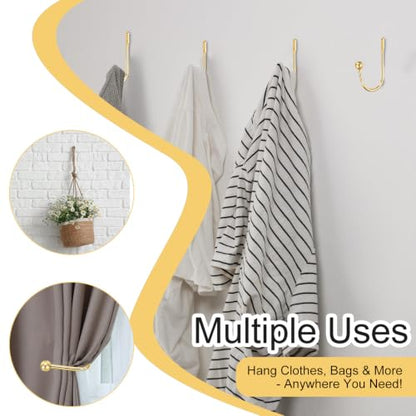 uxcell Gold Curtain Holdbacks 6 PCS Wall-Mounted Metal Drapery Hooks