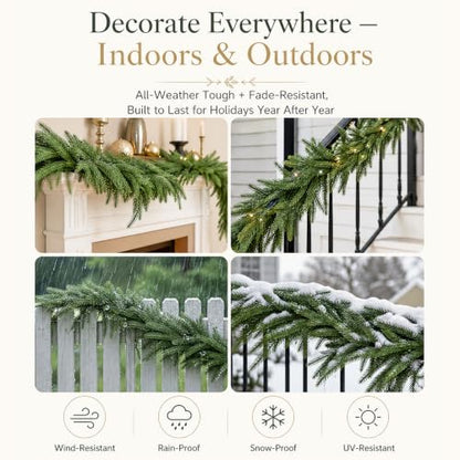 6ft Real Touch Norfolk Pine Garland Set - Indoor & Outdoor Holiday Decor