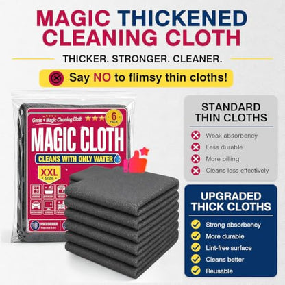6-Pack Microfiber Magic Cleaning Cloths - Reusable Streak-Free Dust Wipes