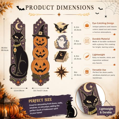 Halloween Door Decorations Set - Large Cutouts for Home & Party Decor