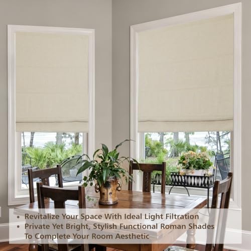 Sunbox Natural Beige Cordless Roman Shades for Indoor Windows - Custom Fit