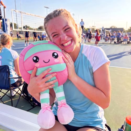 Volleyball Plush Pillow with Anime Character - Teal Pink Volleyball Gift for Girls