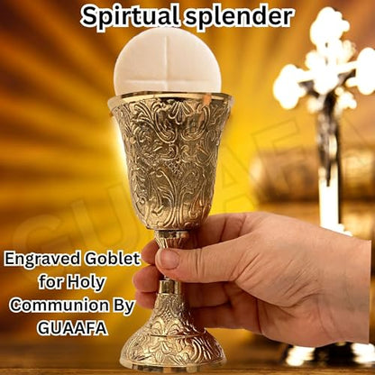 Medieval Brass Goblet 7oz Vintage Chalice for Weddings & Ceremonial Use - King Arthur Style