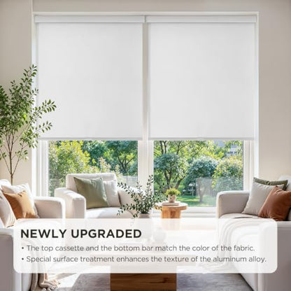 Blackout Roller Shades for Indoor Windows - 31 W x 75 H, White, Cordless