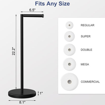 Matte Black Toilet Paper Holder Stand - Free Standing Stainless Steel Design | Holds 4 Rolls, 22.2" H