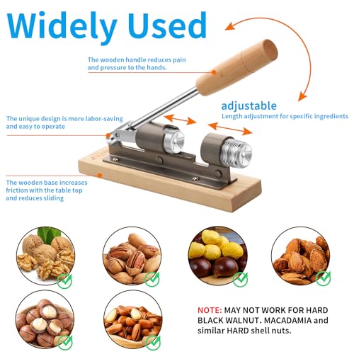 Heavy Duty Nutcracker for Pecan Walnut Hazelnut Almonds with Adjustable Sheller