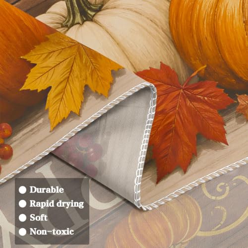 Thanksgiving Rustic Wood Banner Tapestry - Fall Decor, 44x60in, Variation of Wood Board Pumpkin