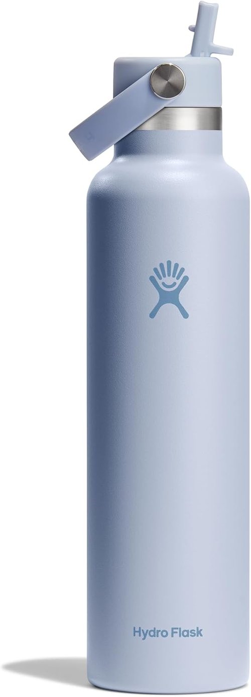 Hydro Flask Water Bottle - Insulated Stainless Steel - Leakproof Straw Lid - 24 Oz Surf Blue